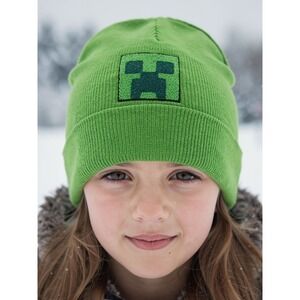 Minecraft Creeper Striped Ribbed Cuffed Beanie Hat NWT Cozy Winter‎ Wear Gift